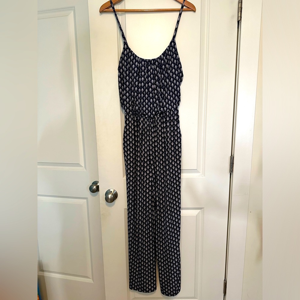 Patterned Navy Jumpsuit